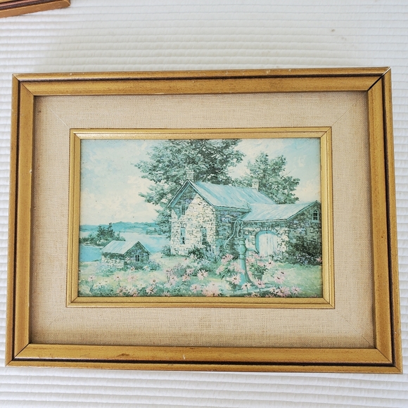 2 Cottage Prints 12"x7.5" Kierstead Gallery Vintage Wood Frame 1980s Cottagecore - Picture 3 of 16